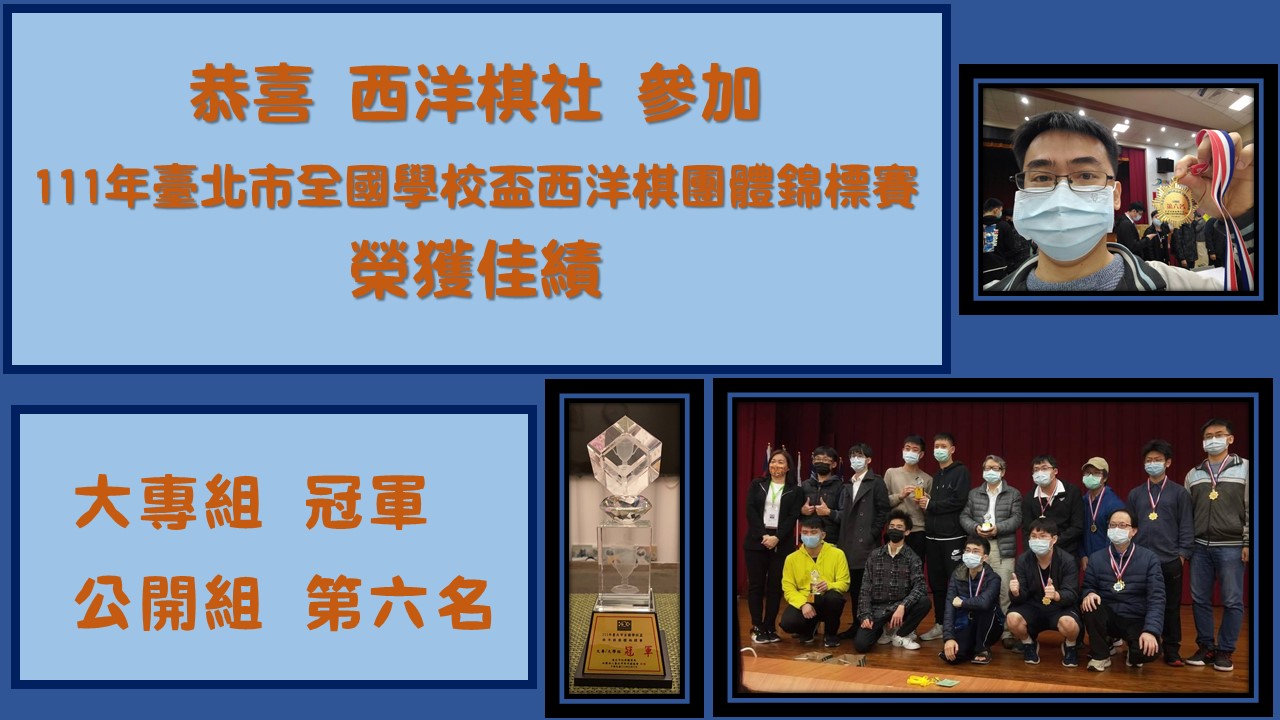 111年臺北市全國學校盃西洋棋團體錦標賽